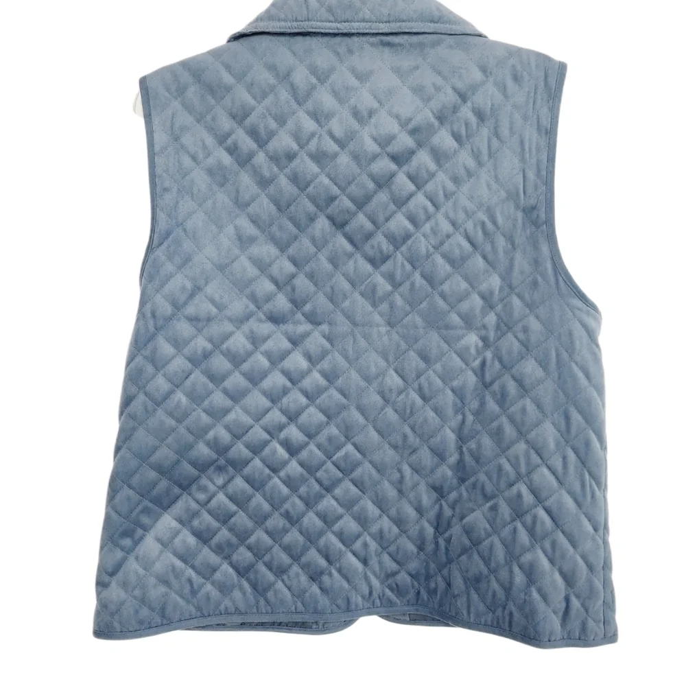 Cabela’s Women's Diamond Quilted Faux Suede Button Up Vest Slate Gray Size Large